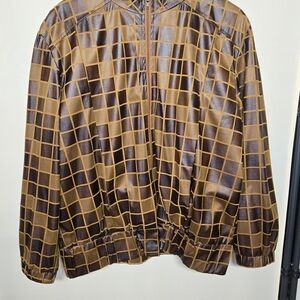 Gold Flava Windowpane Pattern Bomber Style Jacket Size Plus 20
